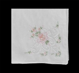 Blank 100 percent Fine Cotton Ladies Hankies w/Rose Wreath & Daisy