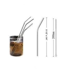 Custom Stainless Steel Straw And Cleaning Brush Set, 8 1/2" L x 1/4" D
