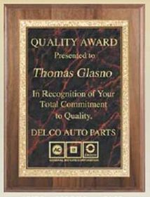 Blank Genuine Walnut Plaque w/ Red Brass Engraving Plate (8"x10")