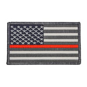 Blank Thin Red Line Firefighters U.S. American Flag Patch, 3.5" W x 2" H