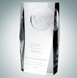 Custom Beveled Globe Column Optical Crystal Award (Small), 3 1/2