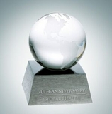 Custom Clear Optical Crystal Ocean Globe Award w/Aluminum Base, 4 1/2