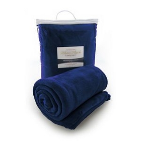 Blank Micro Plush Coral Fleece Blanket - Navy Blue (Overseas), 50" W X 60" H
