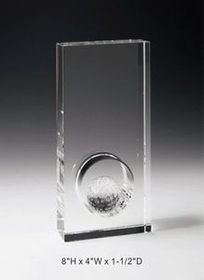 Custom Golf Award Crystal Award Trophy., 8" L x 4" W x 1.5" H