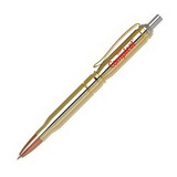 Custom Brass Bullet Ball Point Pen (Silver Top), 5.50