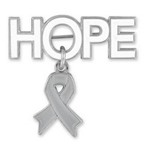 Blank Hope with Grey Ribbon Charm Pin, 1 1/4