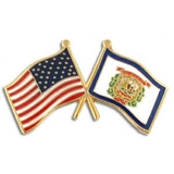 Blank West Virginia & Usa Crossed Flag Pin, 1 1/8