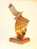 Custom Cast bronze eagle on cast bronze American flag, 15