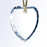 Custom Fancy Gem-Cut Optical Crystal Ornament - Heart (Screened), 2.5