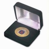 Custom Black Velvet Hinged Coin Presentation Box for 2 1/2