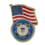 Blank Military Award Lapel Pins (American Flag & Coast Guard), 1 1/8