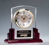 Custom Glass Clock w/Rosewood High Gloss Base Award, 6 5/8