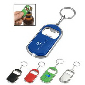 Custom Bottle Opener Key Chain With LED Light, 1 1/4" W x 2 7/8" H