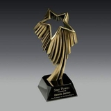 Custom Signature Series Aurora Gold Swooshing Star Award w/ Black Nickel Base, 11 1/2