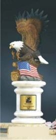 Custom Ceramic Hand Painted Flag Eagle w/ Marble Base (13")