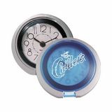 Custom Flip Open Travel Alarm Clock W/Translucent Blue Lid