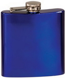 Custom 6 oz. Gloss Blue Stainless Steel Flask, 3 3/8