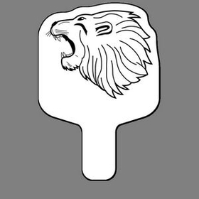 Custom Hand Held Fan W/ Roaring Lion Head (Side View), 7 1/2" W x 11" H