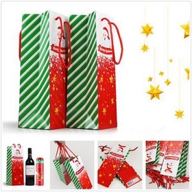Custom Merry Christmas Inventory Bags for Wine, 4" W x 4" D x 11 4/5" H