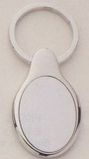 Custom Oval Shaped Polished Silver Keyring w/Matte Silver Insert (1 1/4