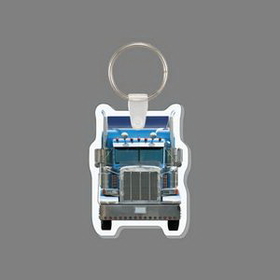 Key Ring & Full Color Punch Tag - Semi-Truck (Front View)