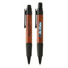 Custom Ballpoint Pen, Wood Ballpoint Pen w/Rubber Grip, 5.25" L