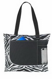 Custom Zebra Polyester Zippered Tote Bag (17