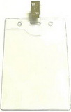 Custom Clear Vinyl Vertical Badge Holder w/ Strap & Bull Dog Clip