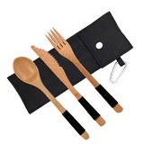 Custom Bamboo Cutlery Set With Pouch, 9