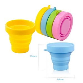 Custom Collapsible Silicone Outdoor Water Bottle, 3" H x 3 1/10" D