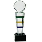 Custom 3 Color Crystal Award w/ Faceted Clear Crystal Round Top (13