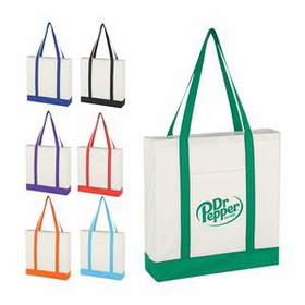 Custom Non-Woven Tote Bag With Trim Colors, 18" W x 14" H x 3 1/2" D
