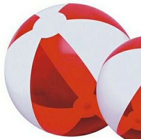Custom 16" Inflatable Translucent Red and White Beach Ball
