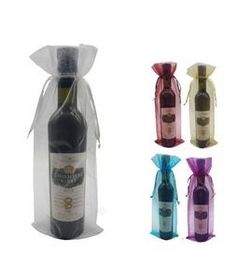 Custom Organza Wine Bottle Gift Bags, 13" L x 5.5" W
