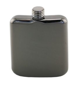 Custom Sleekline Pocket Flask, 6 oz., Black Chrome Plated, 5" D x 3 5/8" W