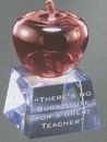 Blank Red Crystal Apple Teacher Appreciation Award w/ Clear Base, 3" W x 5" H