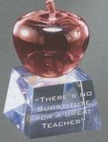 Blank Red Crystal Apple Teacher Appreciation Award w/ Clear Base, 3