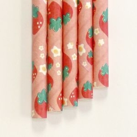 Custom Paper Straws Strawberry Pattern - 7.70" x .25" Biodegradable