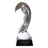 Custom 8 1/2 Female Golfer Trophy w/Golfing Figure