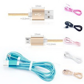 Custom Mobile Phone USB Charging Cable, 39" L x 0.15" Diameter