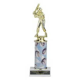 Custom Single Column Baseball Trophy w/Figure (12")
