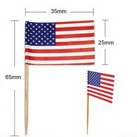 Custom Coated Paper Toothpick Flag, 1 3/8" L x 1" H x 2 1/2" Thick