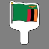 Custom Hand Held Fan W/ Full Color Flag of Zambia, 7 1/2