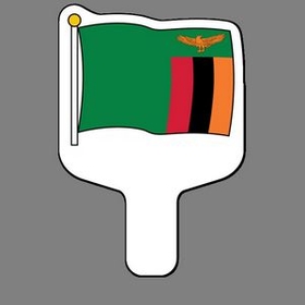 Custom Hand Held Fan W/ Full Color Flag of Zambia, 7 1/2" W x 11" H