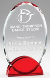 Custom Simple Elegance Red / Clear Oval Crystal Award - 7 1/4'' H