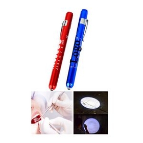 Custom LED Pen Shape Power Flashlight Torch w/Clip, 5 2/5" L x 4/9" W
