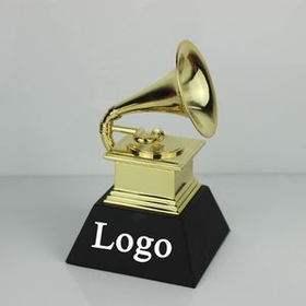 Custom Golden Grammy Statue Replicas Award Trophy, 4 1/3" L x 4 1/3" W x 7 2/7" H