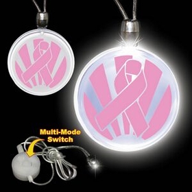 Blank Pink Ribbon LED Necklace, 1 1/4" Diameter X 24" L
