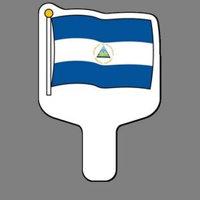 Custom Hand Held Fan W/ Full Color Flag of Nicaragua, 7 1/2" W x 11" H