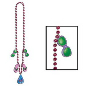 Custom Luau Beads w/ Flip Flop Medallion, 36" L